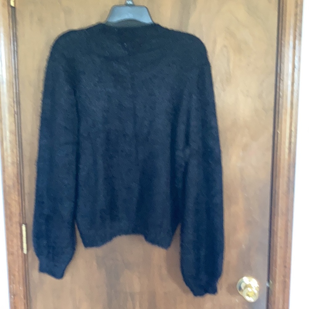 Relist 2/15 ❌ Cara Santana x Nine West black sweater w sequin chevron stripe XL - Picture 9 of 14